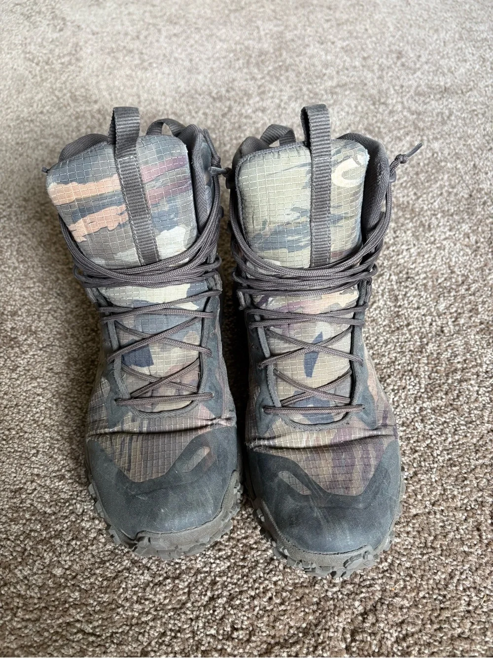 Under Armour Camo Lace-Up Hiking Boots in Green and Brown